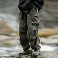thumbnail image 5 of Male Summer Double Pleated Parachute Pants With Large Pockets Casual Outdoor Cargo Pants, 5 of 7