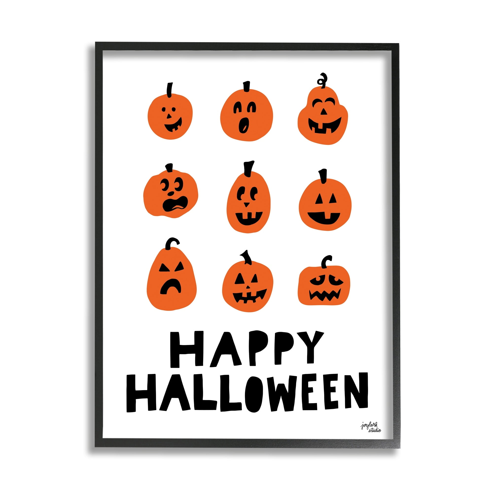 Stupell Industries Mixed Expressions Pumpkins Shapes Casual Halloween Typography Graphic Art Black Framed Art Print Wall Art, Design by Jess Baskin