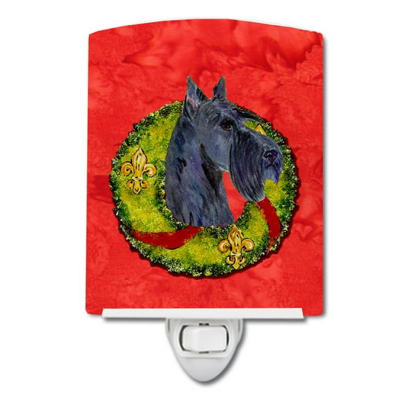 Caroline's Treasures SS4216CNL Scottish Terrier Cristmas Wreath Ceramic Night Light, 6x4x3", multicolor