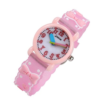 babydream1 Children 3D Pattern Wristwatch Bow Tie Bowknot Buckle Strap Kids Girls Quartz Watch