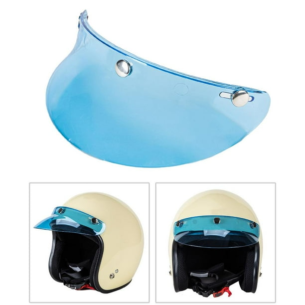 Visera de casco vintage con 3 broches, visera , protector de cara abierta, 15 Azul transparente Sharpla pico de visera vintage