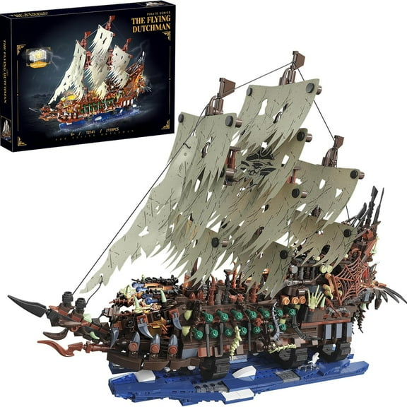 GZBrick Pirate Series Building Sets Compatible with Lego Ship Flying Dutchman Model & LED Lights for Adults Boy 2159PCS