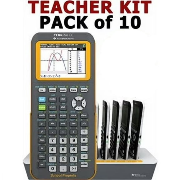Pre-Owned TI‑84 Plus CE Teacher Pack Yellow EZ Spot - Set of 10 With Dock