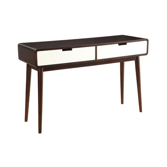 Bowery Hill Console Table in Walnut and White