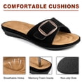 thumbnail image 5 of Ecetana Flat Sandals for Women Slip On Leather Slide Sandals Open Toe Beach Sandals for Summer, 5 of 6
