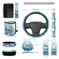 thumbnail image 4 of XYZCANDO Turtle Ocean Style Design Car Seat Cover Steering Wheel Cover Car Trash Can Seat Belt Cover Keychain Lipstick Cover Center Mirror Cover Coasters Auto Interior Protector Personalized, 4 of 5