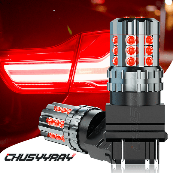 2pc 3157 4057 24-LED Red Brake Light Bulbs Stop Rear Tail Parking High Power，CHUSYYRAY