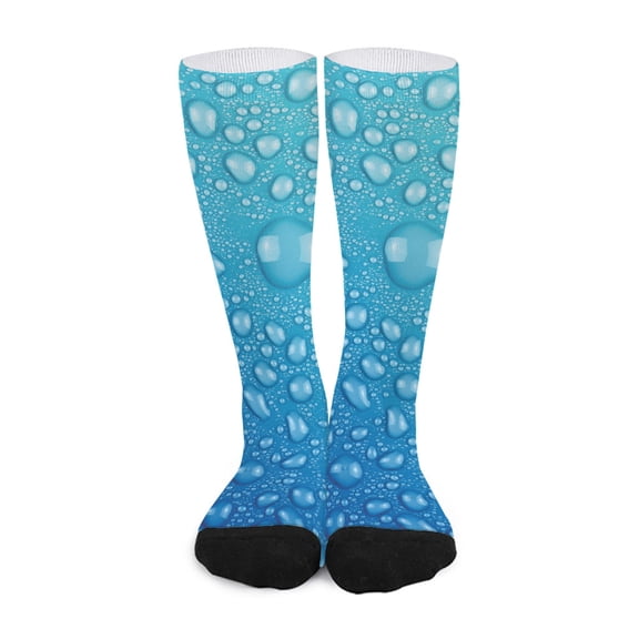 DIQADILA Water Drops Print Long Socks