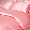 thumbnail image 3 of 3 Piece Home Bedding Satin Silk Duvet Cover Set for Comforter Pink King, 3 of 9