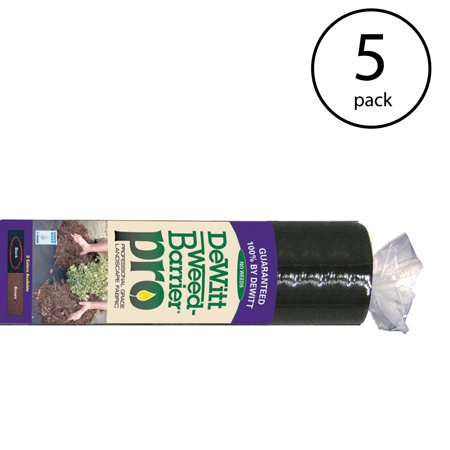 DeWitt Weed Barrier Pro 3 Ounce Landscape Fabric in Black, 4' x 100' (5 Pack)