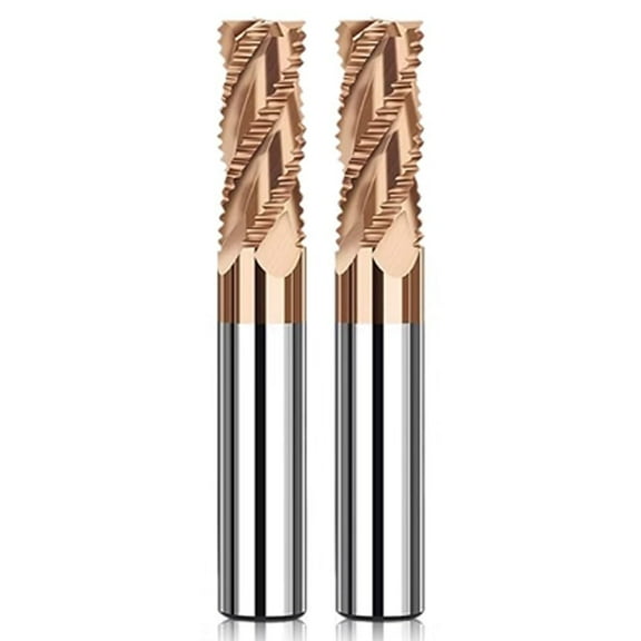 Gamvdout 2PCS CNC Roughing End Mill Carbide HRC60 4 Flutes Tungsten Steel Milling Cutter 3mm-14mm CNC Milling Tools Router Bits for Metal
