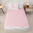 thumbnail image 4 of Manfei Lovely Initial K Zipper Full Size Comforter Sets with Fitted Sheet and 2 Pillowcases,Princess Flower Zipper Bedding Set,Pink,Pink Reversible4pcs, 4 of 8