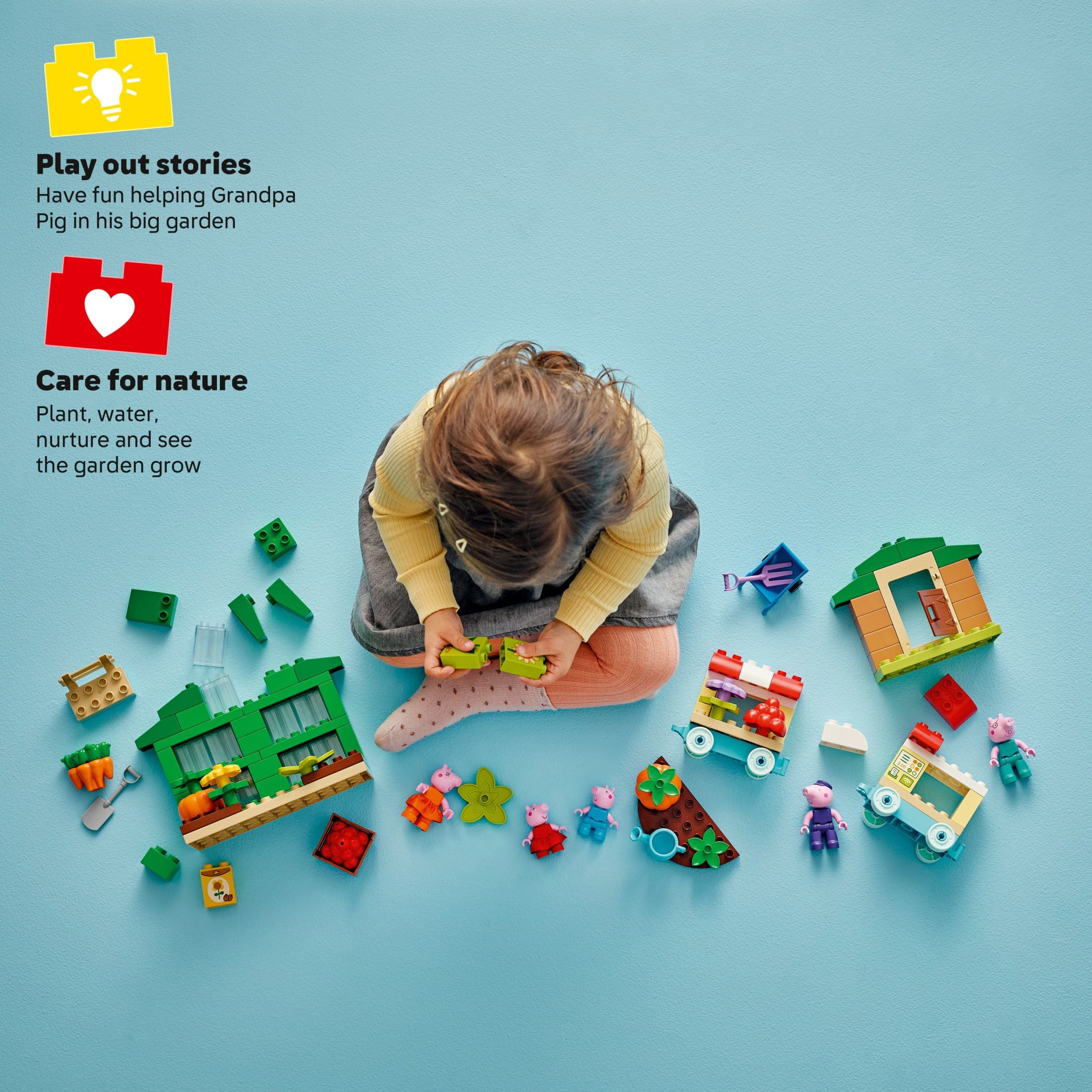 LEGO DUPLO Peppa Pig Grandpa Pig’s Garden and Greenhouse - Peppa Pig Toy for Toddlers - Preschool Learning and Sensory Toy for Girls and Boys Ages 2+ - Sensory Toy with 5 Peppa Pig Characters - 10461