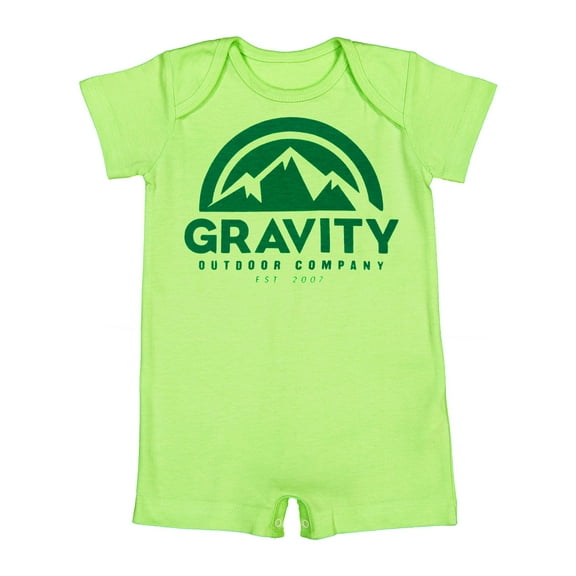 Gravity Outdoor Co. Water-Based Jersey T-Romper - Lime/Green Ink - 24 Months