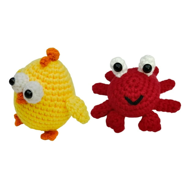 Kit de crochet para principiantes de 2 piezas, kit de crochet clásico para muñecas, paquete de inicio cangrejos pollitos