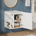thumbnail image 3 of Harper & Bright Designs 20" Wall-mounted Vanity with Sink, Floating Bathroom Sink Storage Cabinet with Left Storage Shelf and Soft-Closing Door for Small Bathroom, White, 3 of 16