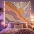 thumbnail image 2 of Abstract Landscape with Golden Sun and Wavy Hills, Nostalgic Retro Style for Bohemian Decor Lovers, Wall Art Decor, Birthday Gift Tapestry Wall Hanging for Bedroom and Living Room, 2 of 7
