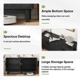 thumbnail image 4 of Mid-Century Modern Buffet Cabinet, Black Storage Sideboard with Geometric Doors & Adjustable Shelves, Multifunctional Console Table for Dining Room, Living Room, Entryway, 55.43" Length, 4 of 7