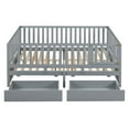 thumbnail image 5 of Full Size Daybed with Fence Guardrails and 2 Drawers, Wood Full Bed Frame with Storage, Split into Independent Floor Bed & Daybed for Bedroom, Living Room, Gray, 5 of 9