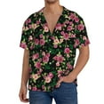 thumbnail image 3 of Xecao offers the Rose Flowers for Men's Casual Short-sleeved Shirt, a button-up collared shirt with a pocket, perfect for beach vacations and yacht travel in the XX-Large size., 3 of 7