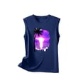 thumbnail image 5 of Jewelreauty Women Casual High Neck Tank Tops Summer Sleeveless Graphic Tunic Tee Workout Gym Blouses (S, Navy), 5 of 5