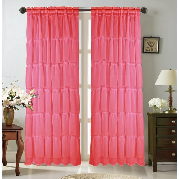 2pc Red Cascade Elegant Crushed Voile Sheer Window Curtain Panel 55" x 84" Each  GYPSY