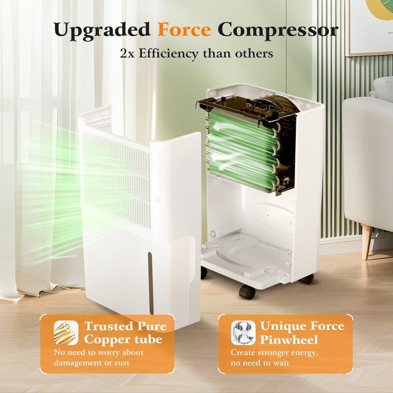 MF Studio Dehumidifier, 8 Pints, 2500 Sq. Ft, Drain Hose, 0.58 Gal