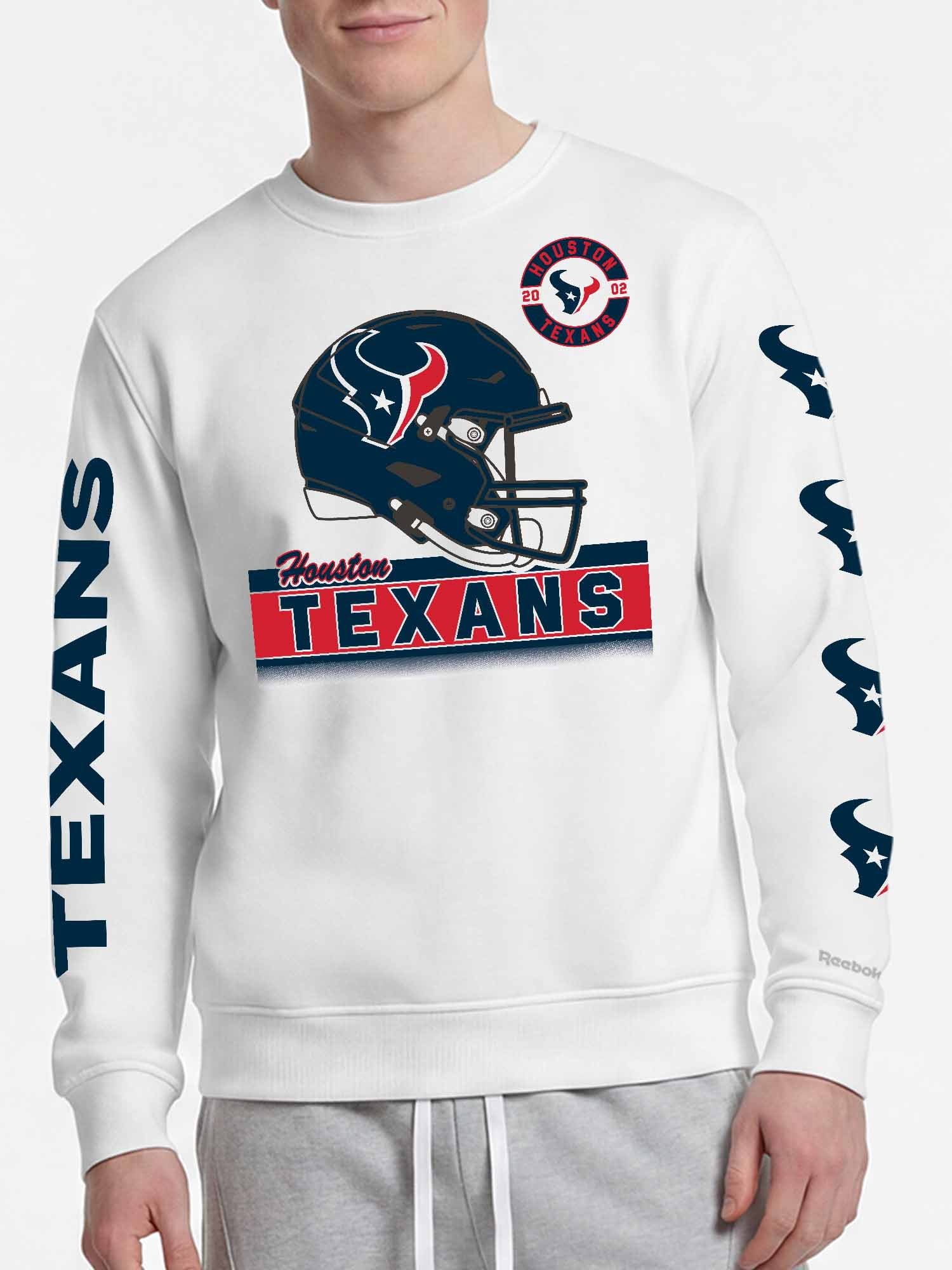 Houston Texans Reebok Mens White Crew Sweatshirt