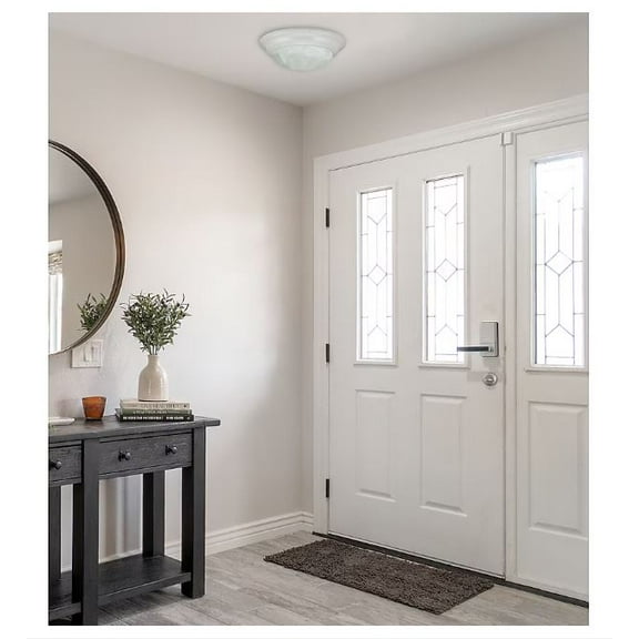 allen   roth 1-Light 15-in Matte White Integrated LED Flush Mount Light