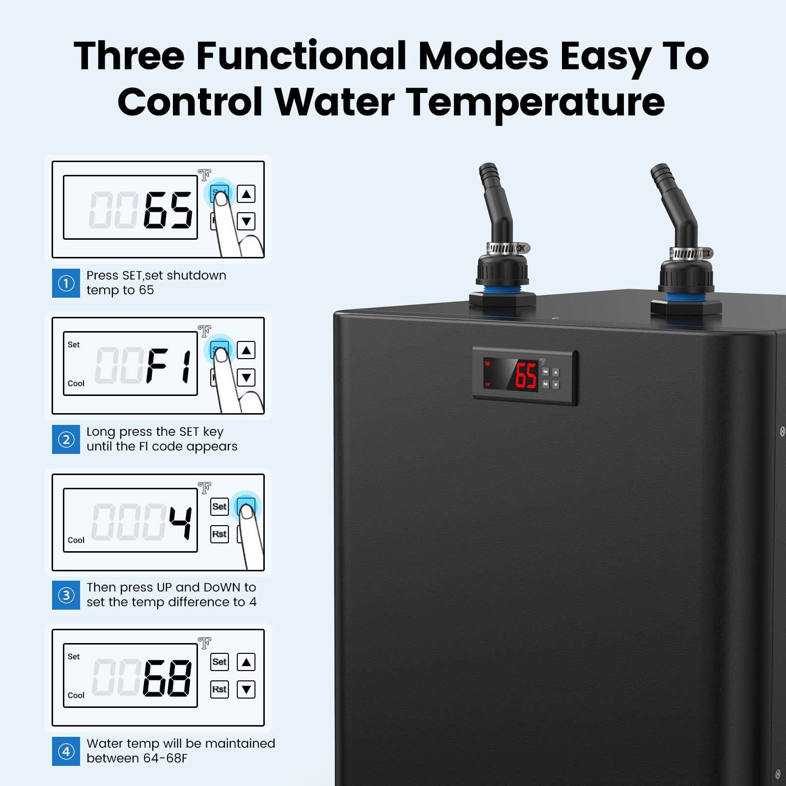 Joreek Aquarium Chiller Hydroponic Water Chiller 1/2 HP 132 Gal Fish Tank Cooler