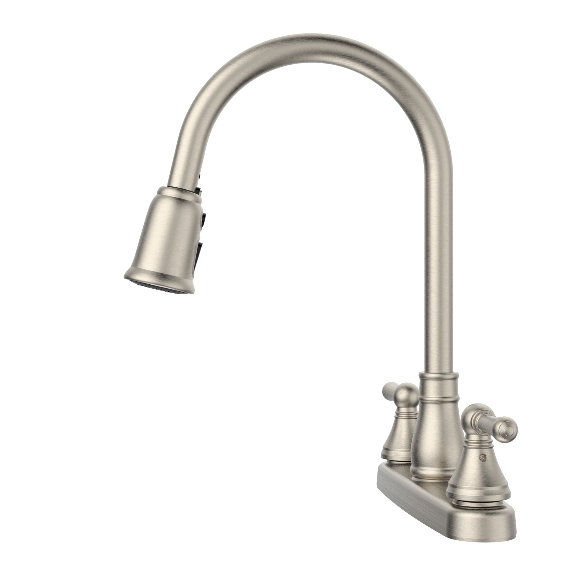 Belanger Non-Metallic 2-Handle Centerset Pull-Down Kitchen Faucet with 59" Hose, Brushed Nickel