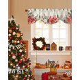thumbnail image 4 of Christmas Floral Tie Up Valances Curtain, Red White Flowers Green Leaf Vintage Letter Adjustable Rod Pocket Short Window Treatment Tie Up Curtains Valances for Kitchen Living Room Bathroom 42x12 In, 4 of 9
