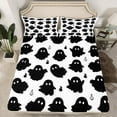 thumbnail image 2 of Manfei Black Funny Ghost Full Size Sheets, Happy Halloween Bed Sheets, Teens Boys Girls Kids Sheet Sets, Super Cozy Room Decor, 4-Piece, 2 of 7