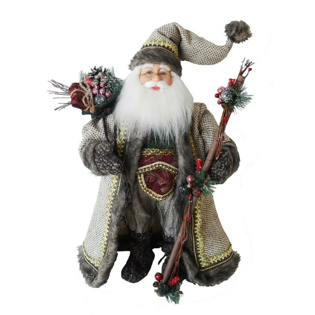 Kurt Adler 18 Inch Kringles Forest Santa Figurine for Collectors, Gray