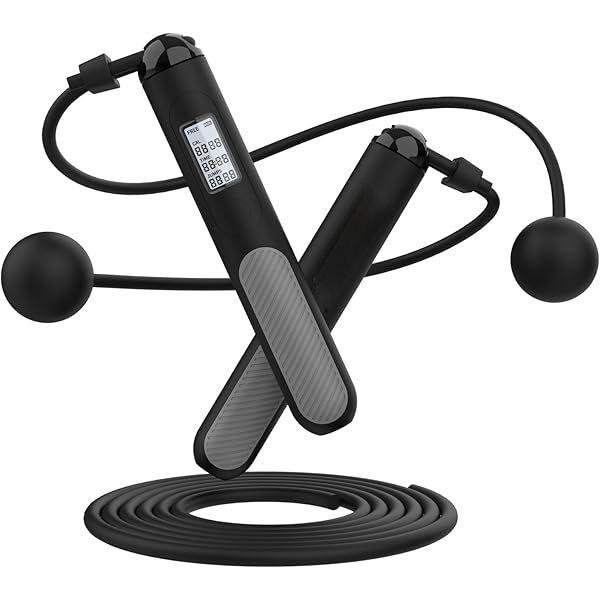 Cuerda de saltar, cuerda sin cuerda lastrada, contador LED, mango ergonómico, cable de PVC ajustable, para gimnasio, CrossFit y ejercicio en casa