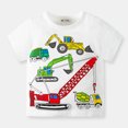 thumbnail image 2 of Baby Boy Cartoon Car Tractor Excavator Graphic Pattan T-Shirt Short Sleeve Crewneck Tees Cotton Tunic Spring and Summer Tops Shirt (5-6 Years, White), 2 of 7