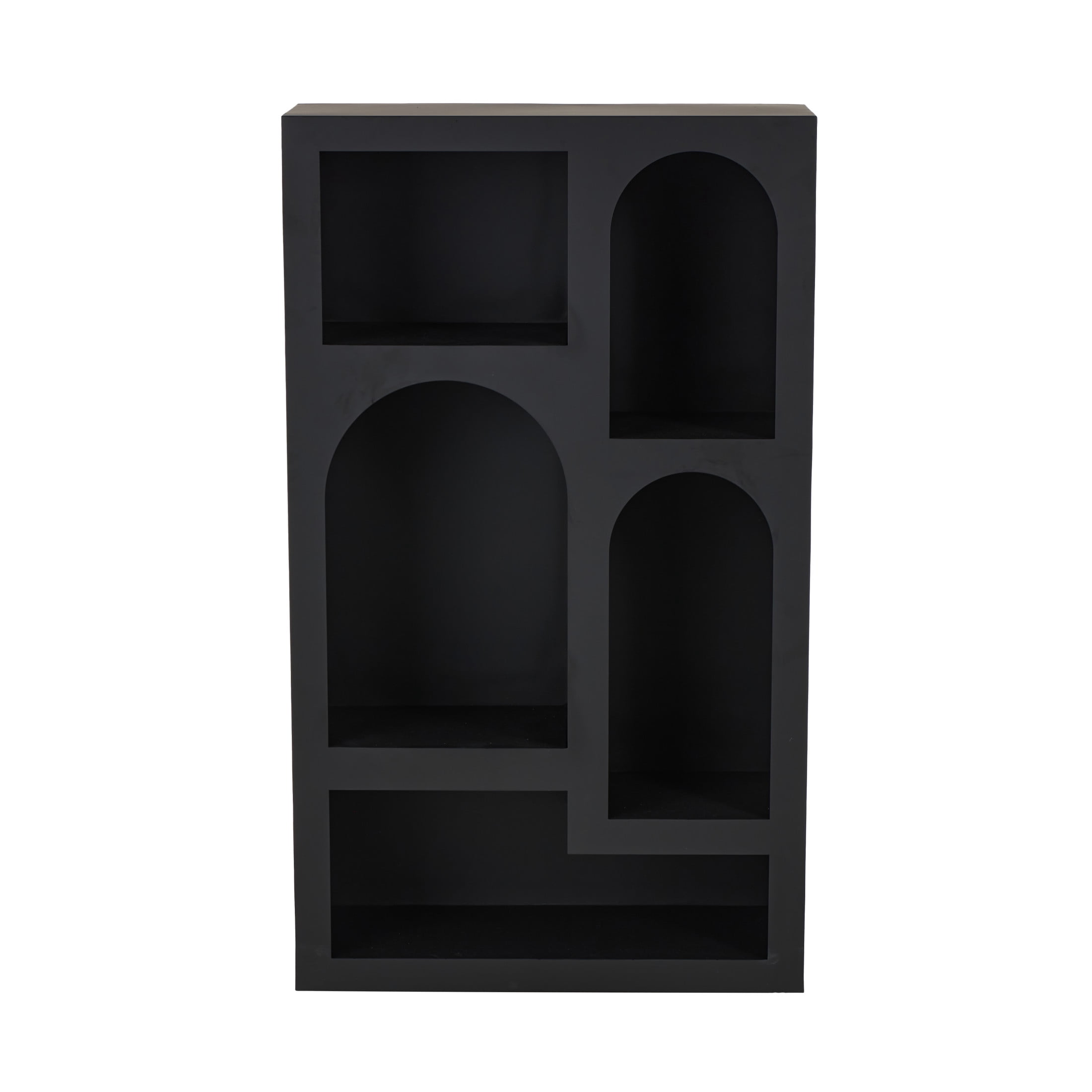 DecMode 28" x 48" Black Metal Geometric 5-Tier Shelving Unit with Arched Block Shapes, 1-Piece