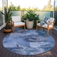thumbnail image 5 of HomeRoots 625363 8 ft. Blue & Sky Blue Abstract Washable Transitional Indoor & Outdoor Round Area Rug, 5 of 9