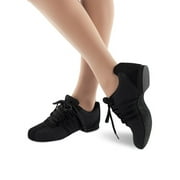 Danshuz Adult Black Canvas Upper Suede Sole Zoom Jazz Sneakers 7 Womens