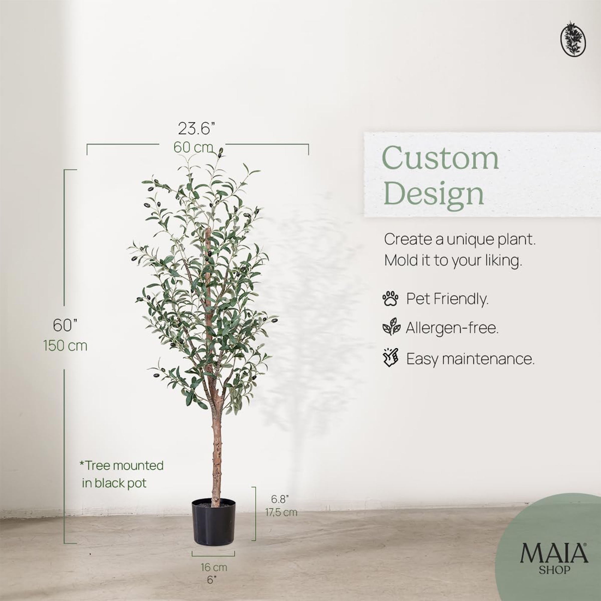 Maia Shop 5ft Artificial Olive Tree, Fake Plants for Home Decor