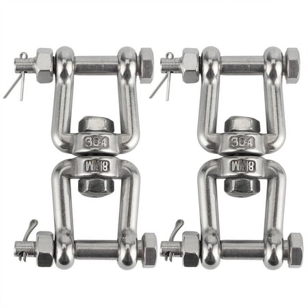 

2Pcs Anchor Swivel Shackle 304 Stainless Steel Rotating Ring Connector with Insurance M8