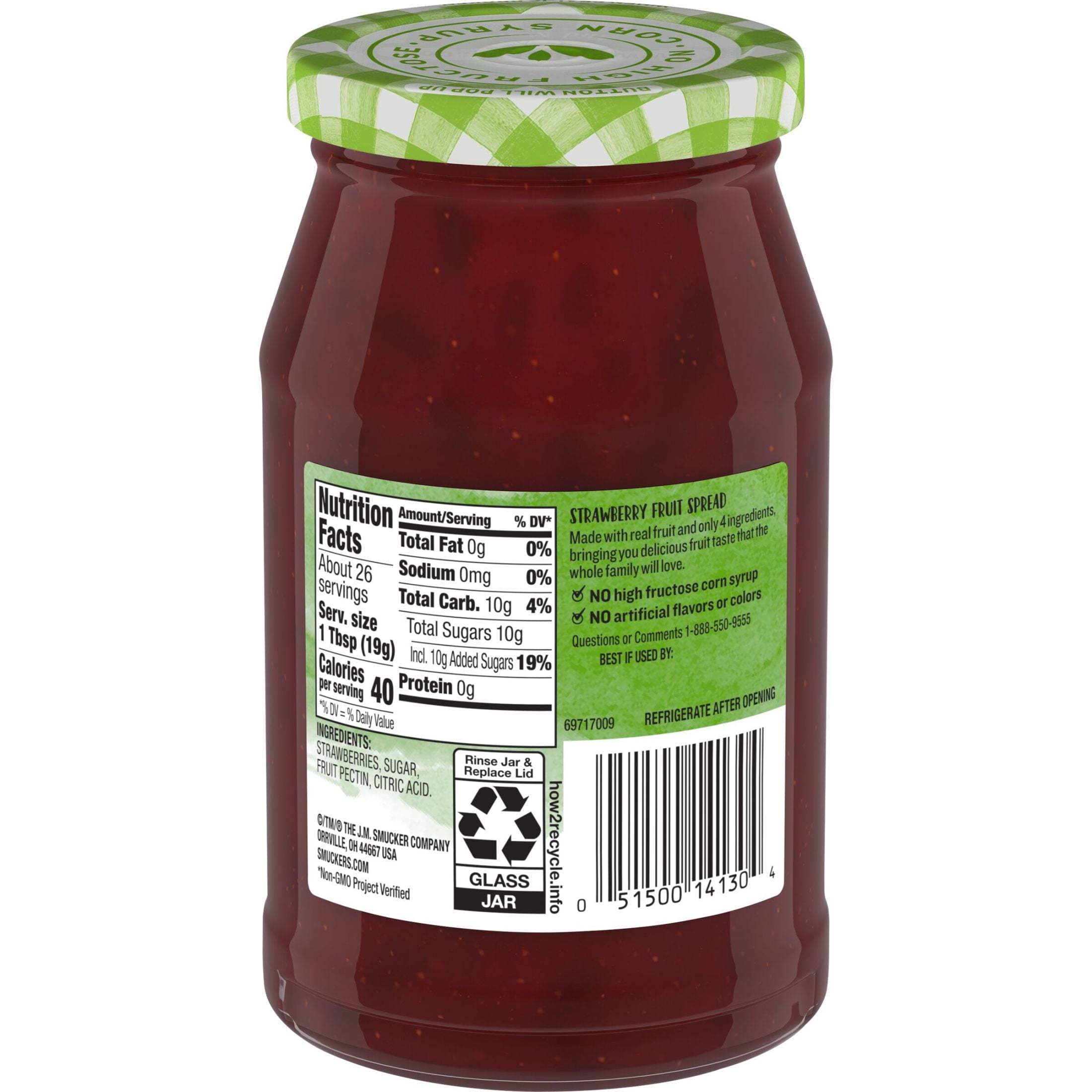 (8 pack) Smucker's Natural Strawberry Fruit Spread, 17.25 oz