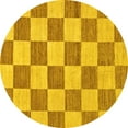 thumbnail image 1 of Ahgly Company Indoor Round Checkered Yellow Modern Area Rugs, 7' Round, 1 of 4