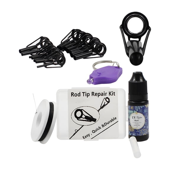 BESTSKY Fishing Rod Tip Repair Kit Complete for Fishing Pole Tip Replacement with Top Guides,Epoxy Resin,Black Thread for Men Women Fishing Rod Repair Kit