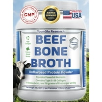 YounGlo Research Instant Bone Broth Protein Powder Dietary Supplement, 2 lb Unflavored