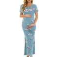 thumbnail image 5 of Women's Short Sleeve Maternity Dresses Clothes Split Pregnancy Maxi Dresses, 5 of 5