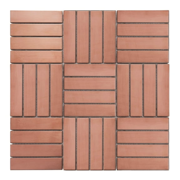 Modket TDH270RG Copper Color Rose Gold Metallic Metal Parquet Mosaic Tile Backsplash