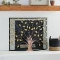 thumbnail image 3 of Dec Mode Farmhouse Metal Fireplace Screen with Brown and Green Tree Detail, 39"W x 33"H, Black Frame, 3 of 14