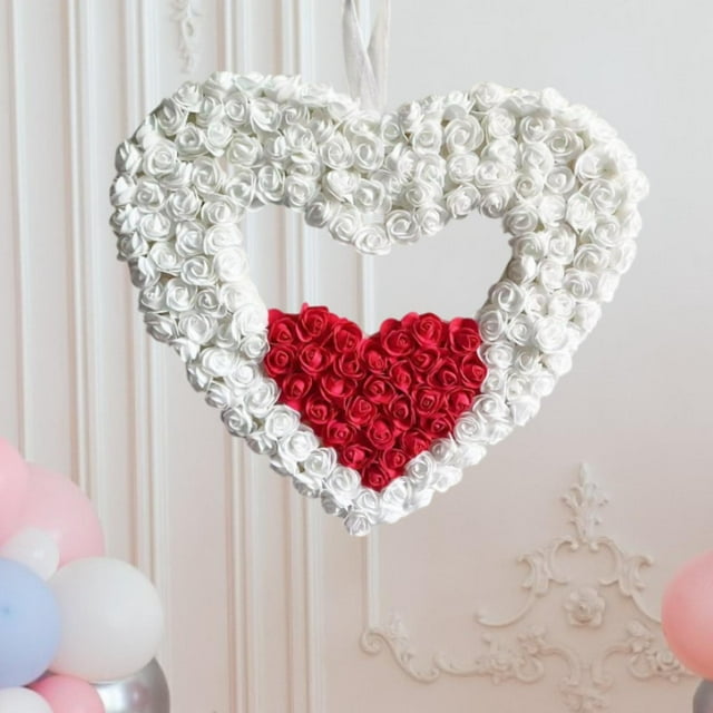Corona del Día de San Valentín decoración colgante de pared decoración del Festival decoración de flores de rosas artificiales para paredes interiores