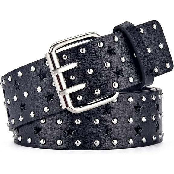 Zhengup Hollow Leather Belts for Women, Fashion Soft Leather Womens Belts with Double Grommet Pin Buckle